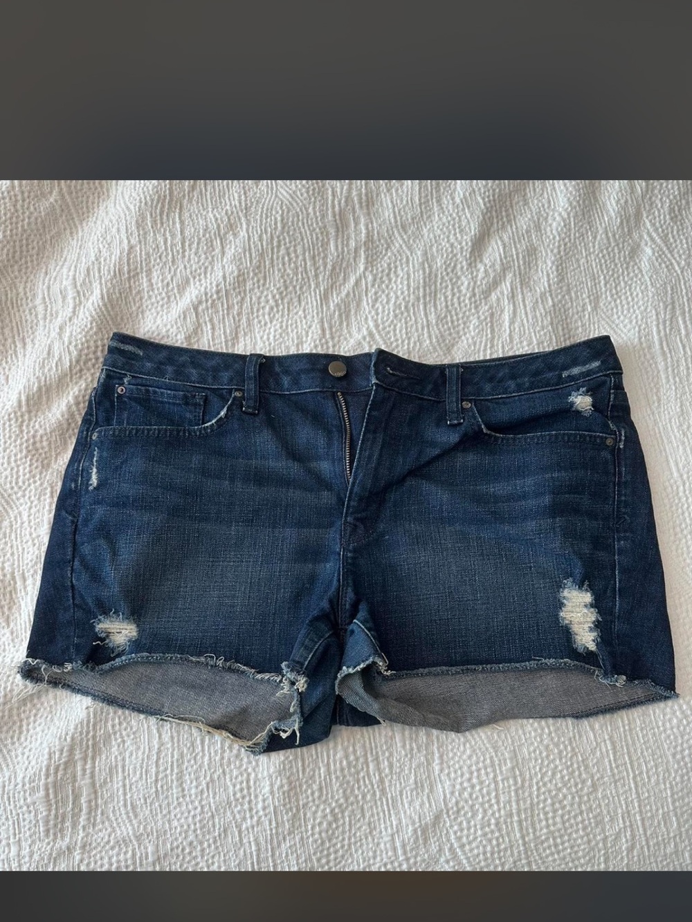 GAP Dark Indigo Distressed Denim Shorts